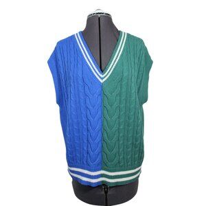 Wild Fable women's oversized v-neck‎ cable knit colorblock sweater vest S